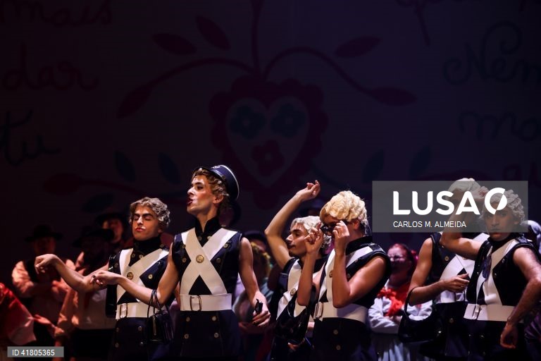 Ensaio de imprensa da opereta "Maria da Fonte", no Centro Cultural de Belém, Lisboa, 7 de novembro de 2023. Comédia em 3 atos, escrita em português, interpretada por oito solistas e 10 atores com o Coro do Teatro Nacional de São Carlos e Orquestra Sinfónica Portuguesa, com estreia marcada para 12 de novembro no Centro Cultural de Belém. (ACOMPANHA TEXTO DE 8 DE NOVEMBRO DE 2023). CARLOS M. ALMEIDA/LUSA