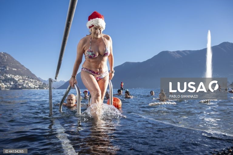 Suiça: Banho de inverno no Lago Lugano