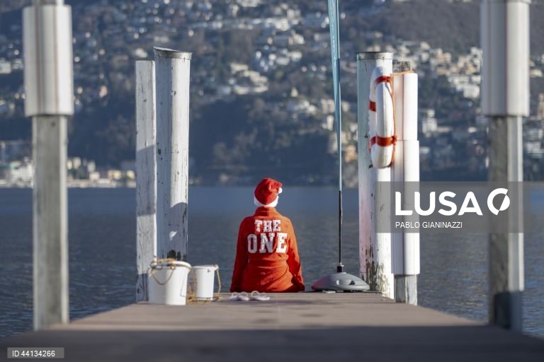 Suiça: Banho de inverno no Lago Lugano