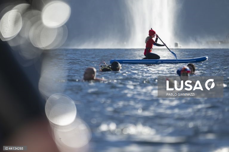 Suiça: Banho de inverno no Lago Lugano