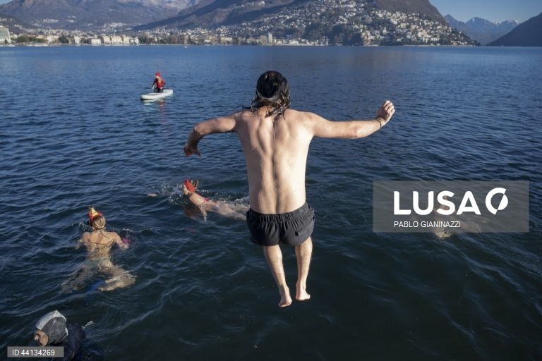 Suiça: Banho de inverno no Lago Lugano