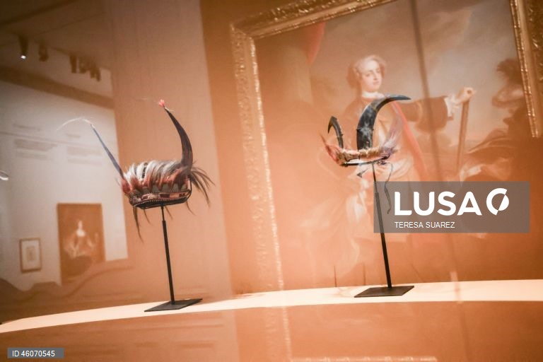 Exposição sobre os aliados nativos americanos na corte do rei francês Luís XV no Palácio de Versalhes.