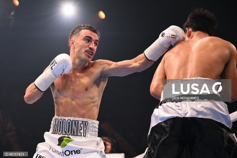 Jason Moloney, da Austrália venceu contra Herlan Gomez, das Filipinas, durante a luta pelo título WBC Australasian Bantamweight 2025 no Gold Coast Convention Centre, em Broadbeach, Austrália.