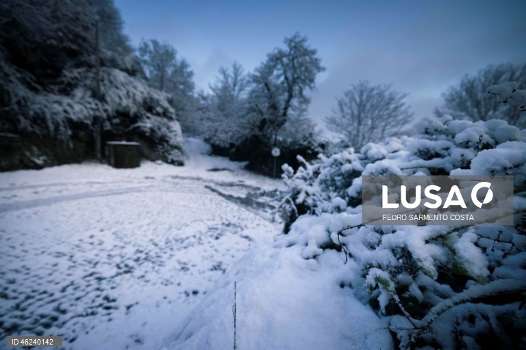 A aldeia do Castelo, concelho de Vila Pouca de Aguiar no distrito de Vila Real, acordou pintada de branco.  21 de Dezembro  de 2025. Onze distritos de Portugal continental estão hoje sob aviso laranja, o segundo mais elevado, devido à queda de neve e à agitação marítima, indicou o Instituto Português do Mar e da Atmosfera (IPMA). PEDRO SARMENTO COSTA/LUSA