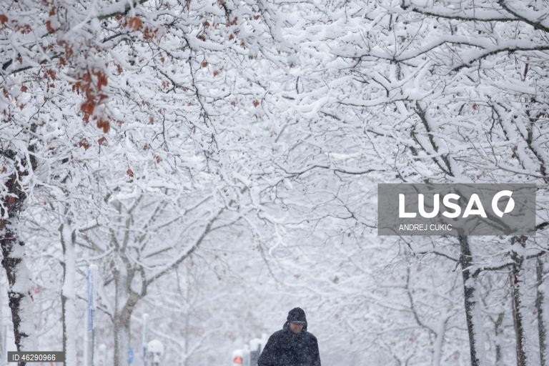 Sérvia: Neve em Belgrado