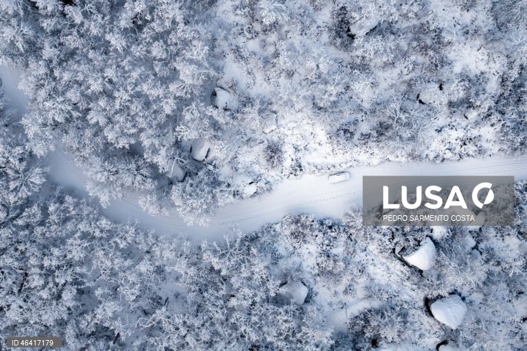 A aldeia do Castelo acordou pintada de branco devido à passagem da depressão Ingrid, no concelho de Vila Pouca de Aguiar, distrito de Vila Real, 24 de janeiro de 2026.  PEDRO SARMENTO COSTA/LUSA