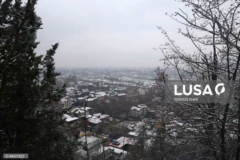 Índia: Neve em Srinagar na Caxemira