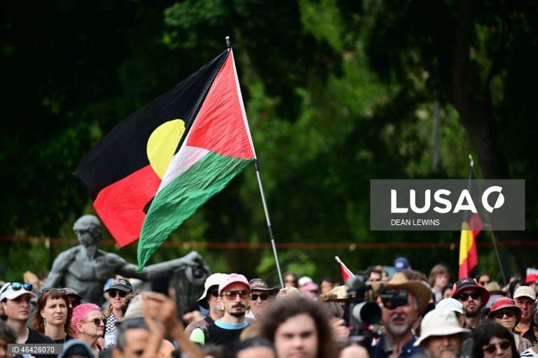 Austrália: protestos do Dia da Invasão, realizado no âmbito das comemorações do Dia da Austrália de 2026, em Sydney