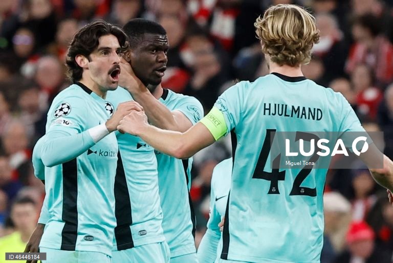 O Sporting apurou-se hoje para os oitavos de final da Liga dos Campeões de futebol, ao vencer o Athletic Bilbau, por 3-2, na última jornada da fase de liga, com um golo de Alisson Santos, aos 90+4 minutos.