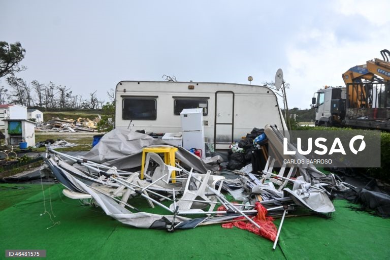 Parque de campismo em São Pedro de Moel, depois da passagem da depressão Kristin por Portugal continental, na madrugada de 28 de janeiro, deixando um rasto de destruição, tendo a Proteção Civil contabilizado cinco mortes diretamente associadas à passagem da depressão Kristin e outras cinco em consequência da depressão, relacionadas com intoxicação e reparação de telhados, São Pedro de Moel, Marinha Grande, 03 de fevereiro de 2026. CARLOS BARROSO/LUSA