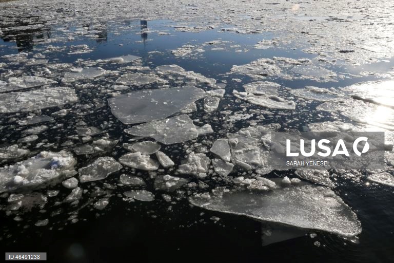 EUA: Gelo acumula-se no rio Hudson durante uma onda de frio em Nova Iorque