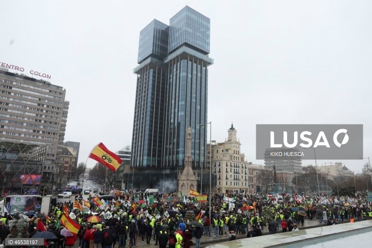 Espanha: Protesto dos agricultores espanhois em Madrid contra o acordo do Mercosul 