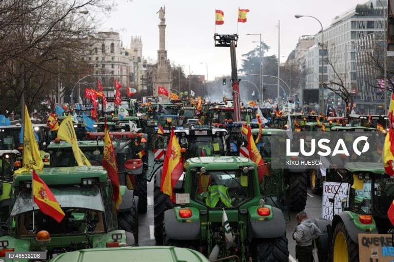 Espanha: Protesto dos agricultores espanhois em Madrid contra o acordo do Mercosul 