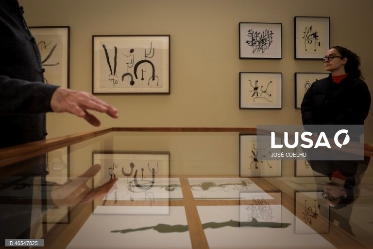 Visita de imprensa e inauguração da exposição "Afinidades Coletivas: Joan Miró e a Arte Contemporânea na Coleção do Museu de Serralves ", Museu de Serralves, Porto, 12 de fevereiro de 2026. Dividida em 09 capítulos, a exposição volta a mostrar a Coleção Miró depositada em Serralves, desta vez em diálogo com obras de Helena Almeida, Marcel Broodthaers, Pedro Calapez, Luisa Cunha, Ana Hatherly, Anselm Kiefer, Robert Morris, Julião Sarmento, Thomas Schütte ou Angelo de Sousa. JOSÉ COELHO/LUSA