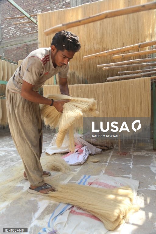 Paquistão: Produção artesanal de massa de aletria em Hyderabad