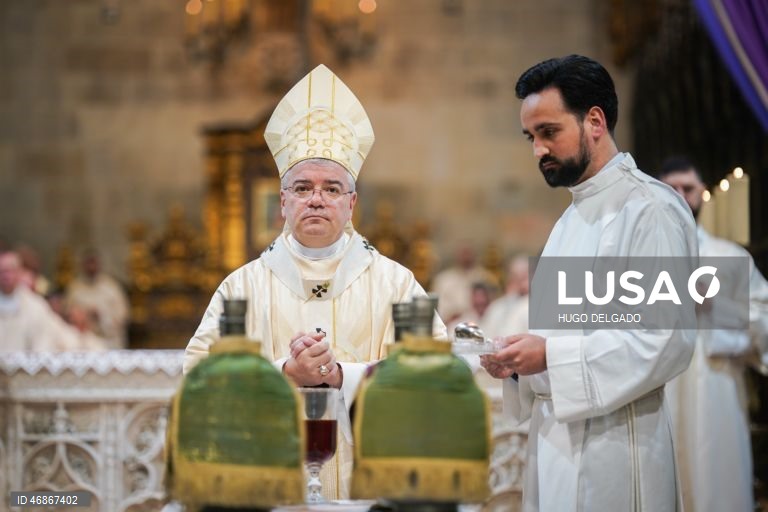 O Arcebispo de Braga D.José Cordeiro presidiu esta manha á Missa Crismal e Bênção dos Santos Óleos na Sé Catedral de Braga, durante as Solenidades da Semana Santa de Braga, Portugal, 2 Abril  2026. HUGO DELGADO/LUSA