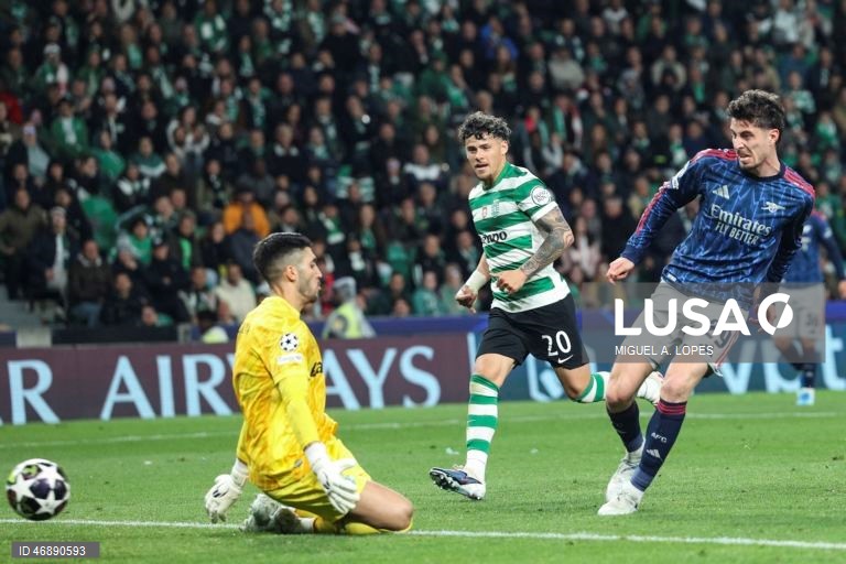 O bicampeão português Sporting perdeu hoje por 1-0 com o Arsenal, líder destacado da Premier League, em encontro da primeira mão dos quartos de final da Liga dos Campeões em futebol, no Estádio José Alvalade, em Lisboa.