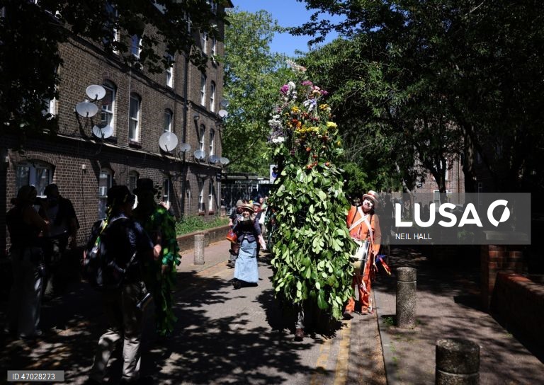 O «Jack in the Green» de Deptford celebra o 1 de maio em Londres.