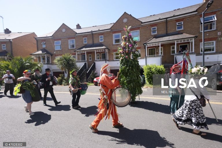 O «Jack in the Green» de Deptford celebra o 1 de maio em Londres.