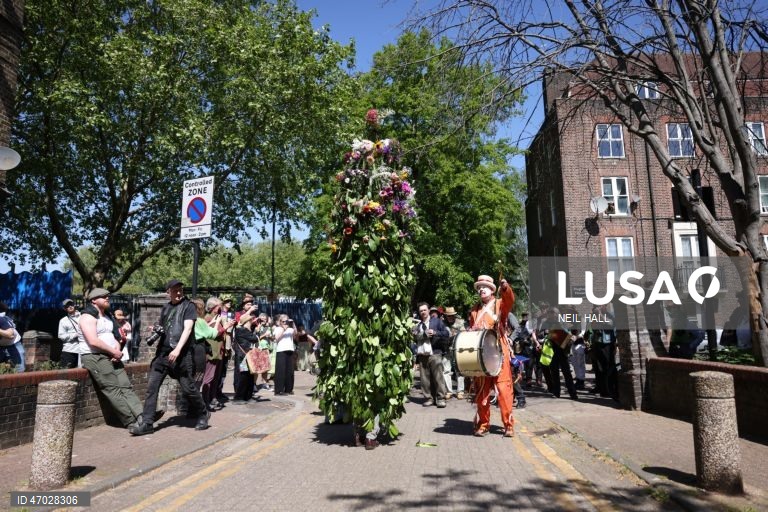 O «Jack in the Green» de Deptford celebra o 1 de maio em Londres.