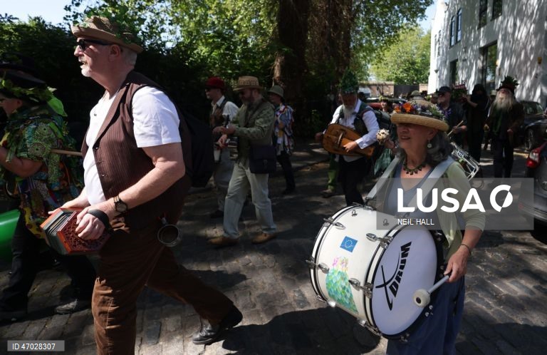O «Jack in the Green» de Deptford celebra o 1 de maio em Londres.