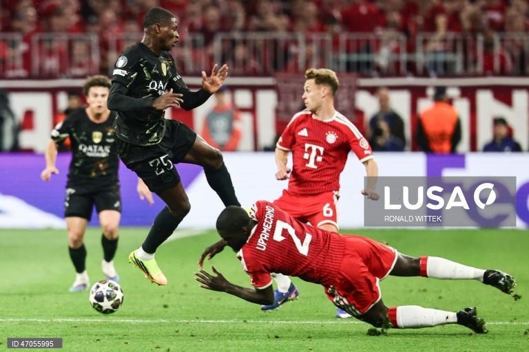 Um golo de Ousmane Dembélé permitiu hoje ao Paris Saint-Germain empatar 1-1 em Munique com o Bayern e garantir a presença na final da Liga dos Campeões de futebol, na qual vai defender o título frente ao Arsenal.