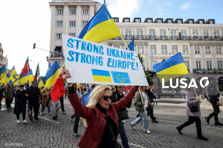Marcha lenta de ucranianos em Lisboa