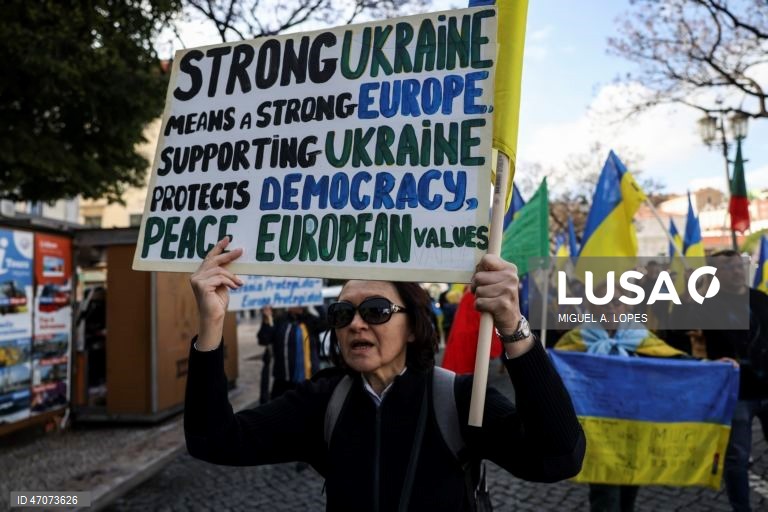 Marcha lenta de ucranianos em Lisboa
