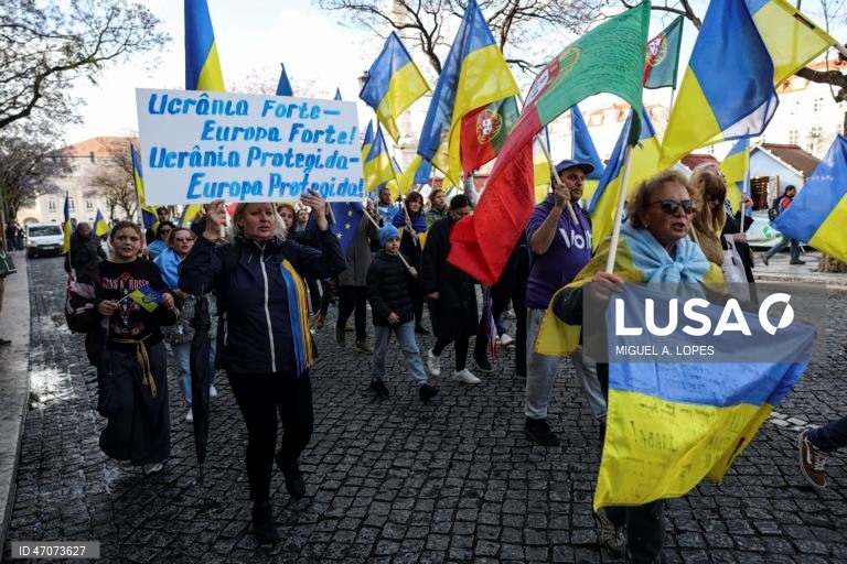 Marcha lenta de ucranianos em Lisboa