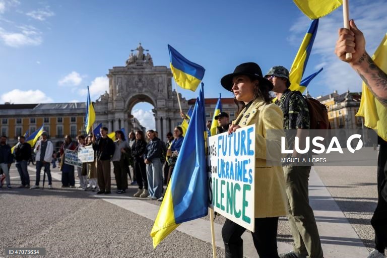 Marcha lenta de ucranianos em Lisboa