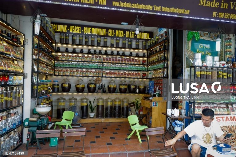 Vietname: Comércio de café em Hanoi