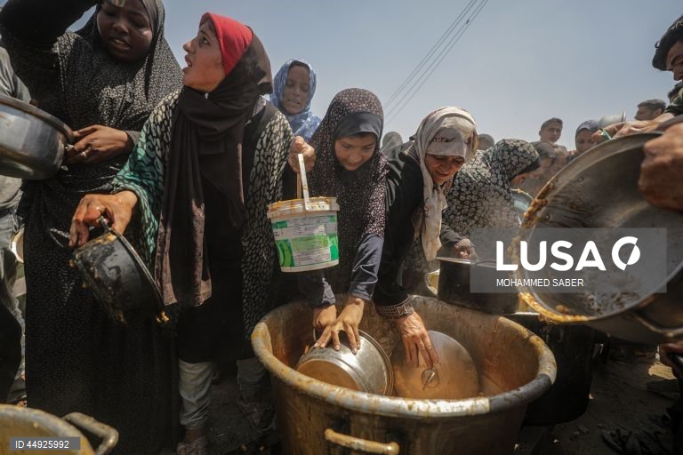 Faixa de Gaza: Distribuição de alimentos em Jabalia
