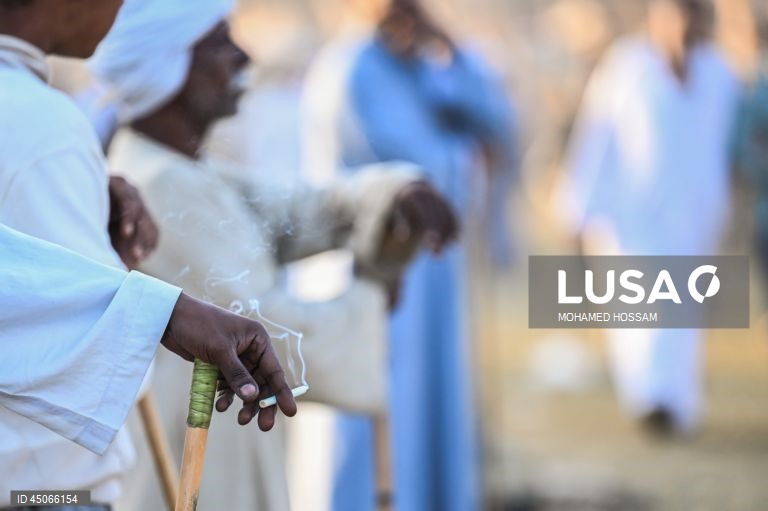 Mercado de camelos de Birqash antes do Eid Al-Adha no Egito