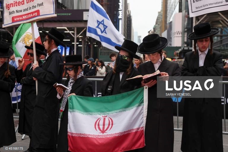 EUA: Judeus ultra-ortodoxos protestam em Nova Iorque contra o ataque de Israel ao Irão