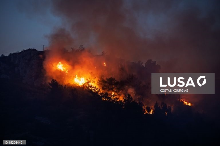Grécia: Incêndio florestal continua a arder na ilha de Chios