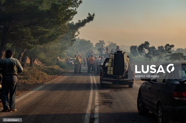 Grécia: Incêndio florestal continua a arder na ilha de Chios