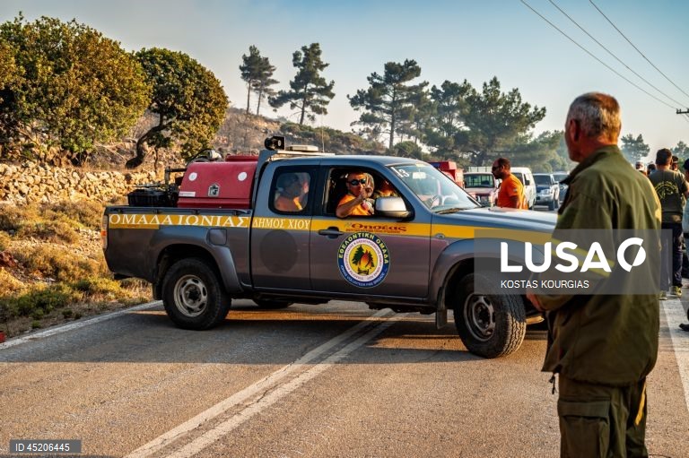 Grécia: Incêndio florestal continua a arder na ilha de Chios