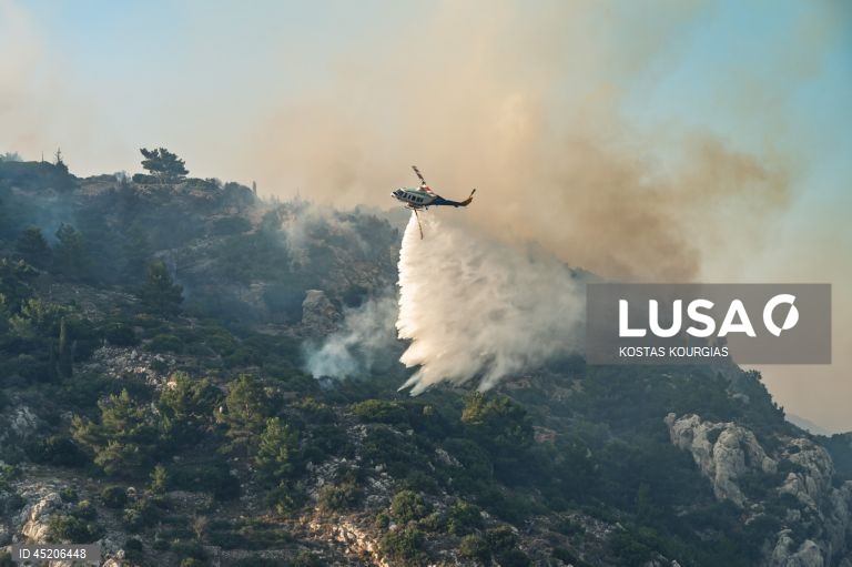 Grécia: Incêndio florestal continua a arder na ilha de Chios