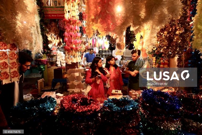 Bangalore: Preparações para o festival Diwali.