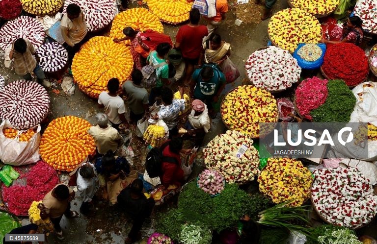 Bangalore: Preparações para o festival Diwali.