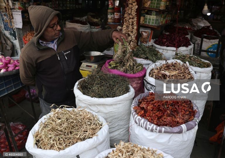 Índia: Mercado de rua em Srinagar na Caxemira indiana