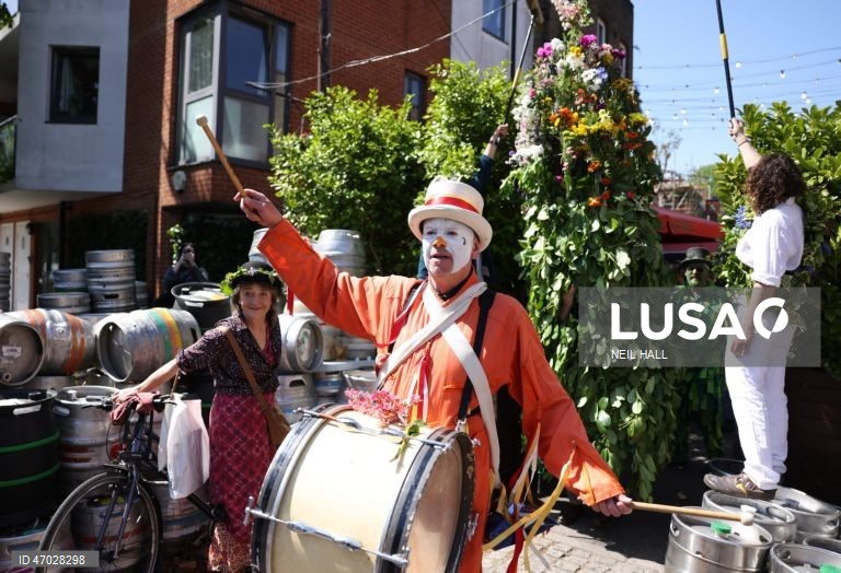 O «Jack in the Green» de Deptford celebra o 1 de maio em Londres.